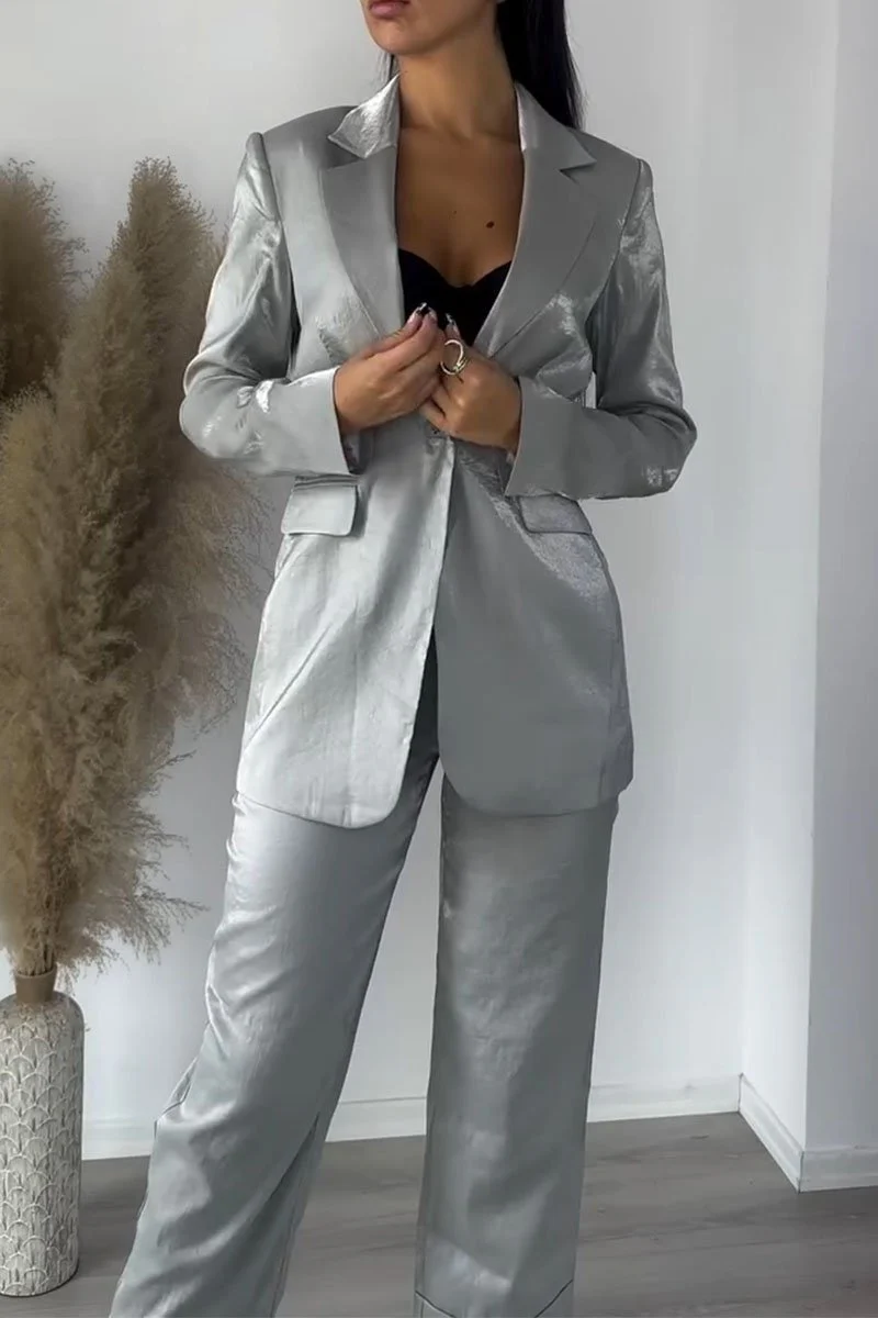Women's Casual Glitter Solid Color Blazer